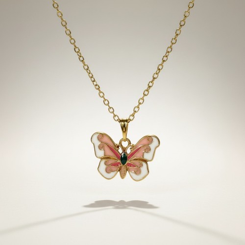 Gold tone enamel butterfly - gold,