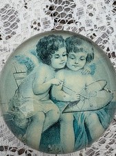 Beautiful Vintage Paperweight Featuring Victorian Picture