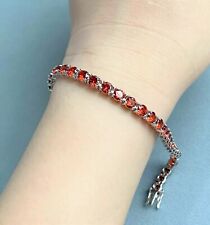 9Ct Round Lab Created Red Garnet 14k White Gold Plated Women's Tennis Bracelet