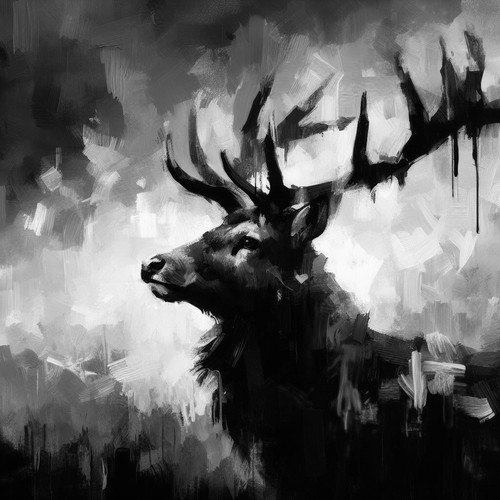 Original stag painting deer - stag,