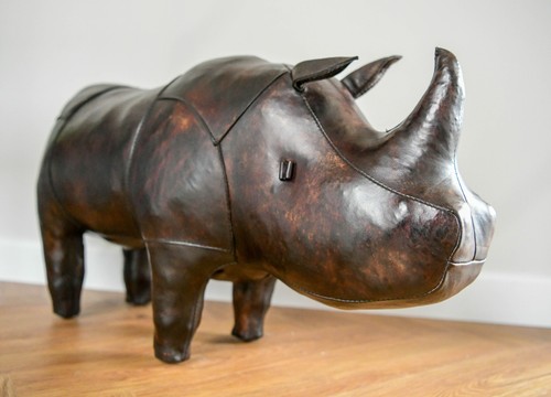 Superb leather rhino footstool - rhino,