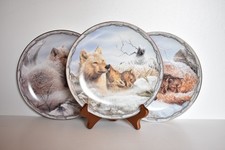 X 3 Bradford Exchange Wall Plates Wolves Display Collectable 'Sheltering Love'