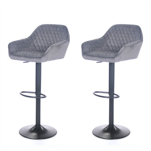Velvet grey bar stools - 2,