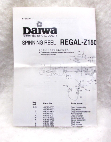 Daiwa parts list spinning - list, reel