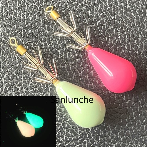 2pc luminous squid hook jigs - squid,