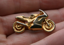 Motorcycle Motor Bike Gold Tone Lapel Pin Badge