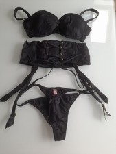 Agent Provocateur Black Bra, Suspender @ Brief Set   AP4