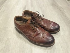 Clarks Men’s Leather Brogues Size 10 Wide Chunky Sole Brown Oxford Wingtip 