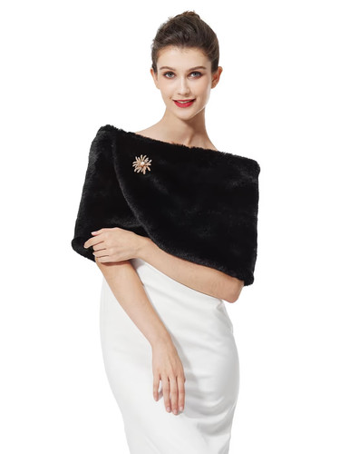 Faux fur wrap shawl women - wrap,