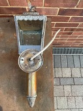 Large Antique Brass & Copper Coach Lamp Lantern/  Garden Lamp Light_Fab