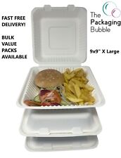 Bagasse Extra Large Takeaway Box Compostable Biodegradable Plastic Free 9x9" XL