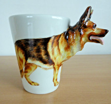Blue Witch German Shepherd Dog Ceramic Mug Hand Painted VGC