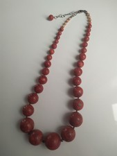 GENUINE NATURAL INDOPACIFIC ROUND RED SPONGE CORAL BEAD NECKLACE