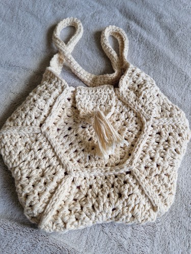 Cream crochet shoulder bag - cream,
