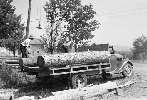 1937 loading lumber truck - a,