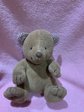 Vintage TESCO Terry Towelling BROWN Teddy Bear  Soft Toy 7"~ Blue/gold Label