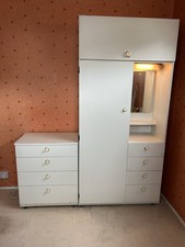 Shrieber 1970s Wardrobe Chest Of Drawers Nursery Set Vintage Furniature White