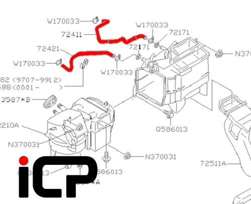 Genuine heater matrix hose set - heater,