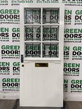 LEADED GLASS FRONT DOOR 1930S/1920s WHITE TIMBER USED BESPOKE EXTERNAL EXTERIOR