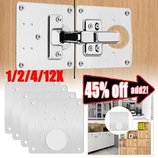 12X Hinge Repair Plate Cabinet Hinge Repair Brackets Kitchen Cupboard Door Kit