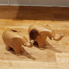 Pair hand carved wooden - pair,
