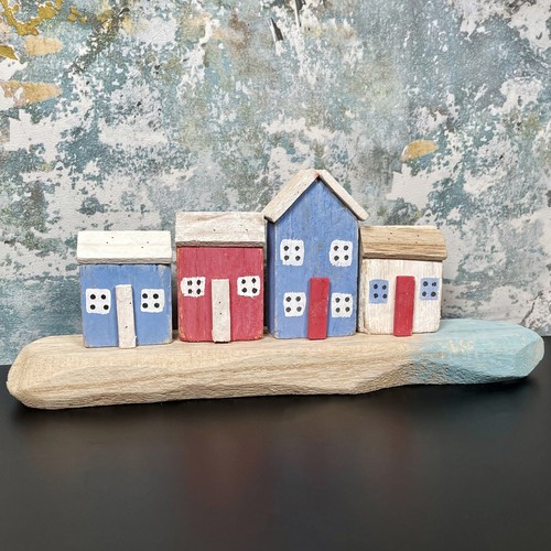Wooden harbour houses ornament - wooden,