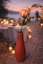 Red Textured Ceramic Bud Vase