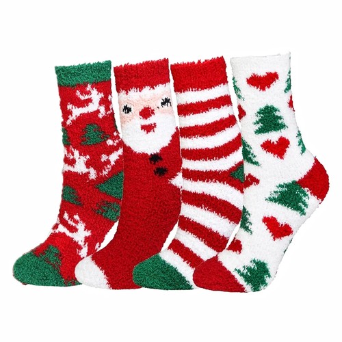 Womens fluffy christmas socks - womens,