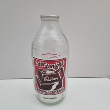 1 Pint Clear Glass Milk Bottle Advertising Cadbury Drinking Chocolate 1980s