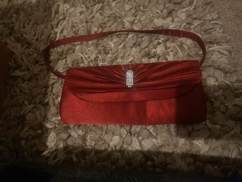 Red satin and diamante - satin,