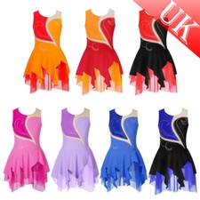 UK Kid Figure Ice Skating Dress Ballet Tutu Dress Leotard Ballroom Dance Costume