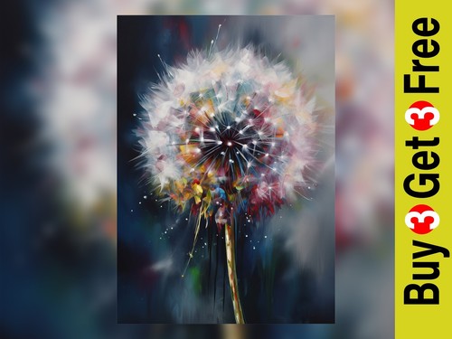 Abstract dandelion print oil - abstract, print,