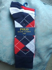 3 Pairs pack of Polo Ralph Lauren Designer Mens Socks. One Size.