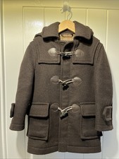 Barbour classic duffle coat duffel wool blend jacket hood Brown Kids UK 4/5