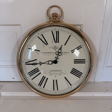 Gambrill & Berry London Gold Wall Clock by M&S – Vintage Pocket Watch Style