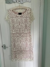 Phase Eight Tatiana Embroidered Tapework dress Ivory/Pink size 12 BNWOT