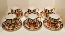 Set 6 Royal Crown Derby Imari 2451 Coffee  Cups & Saucers 1927