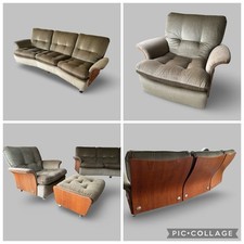 Mid Century Vintage G Plan “Tulip” 3 Piece Suite And Matching Footstool