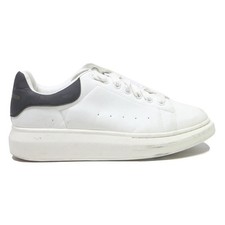 ALEXANDER MCQUEEN Mens Lace-Up Leather Trainers White Black UK 9 Designer Casual