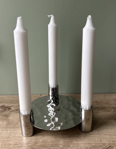 Silver metal home candle - silver,
