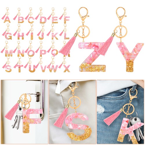 Dried flower letter keychain - flower,