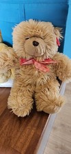 Traditional Teddy Bear with Red Ribbon Bow Soft Toy Plush New with Tag 30cm