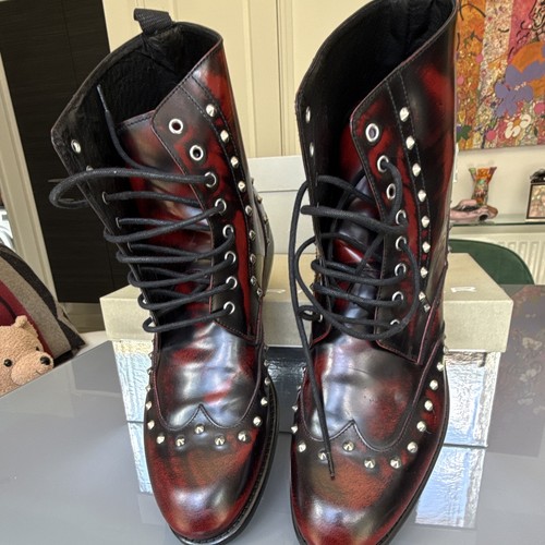 Hatton red leather - red, studded