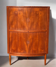 Mid Century Danish Teak Johannes Andersen Bow Tambour Front Cocktail Cabinet
