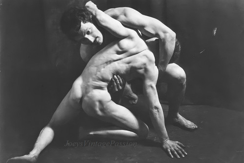 1890 nude male wrestlers - 1890's,