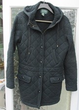 Ralph Lauren ladies Quilted Navy Hooded Coat - Medium