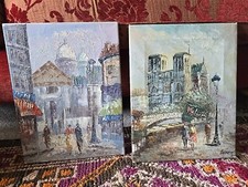 Pair French Oil On Canvas