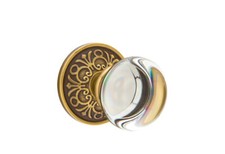 Emtek Privacy French Antique Providence Crystal + Lancaster Rosette Door Knob