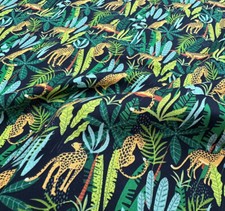 Cotton fabric jungle - fabric, cats