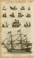 Antique Print-Different sailing vessels-naval architecture-Page-1795